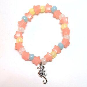 Handmade VTG 90s Pastel Star Bracelet Seahorse Kawaii Preppy Glow in the Dark